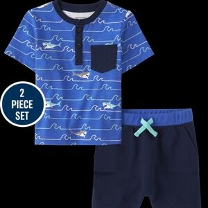 The Children's Place Blue Shark Rashguard Set